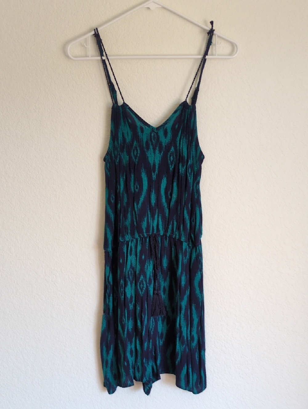 Teal & Black Ikat Print Romper